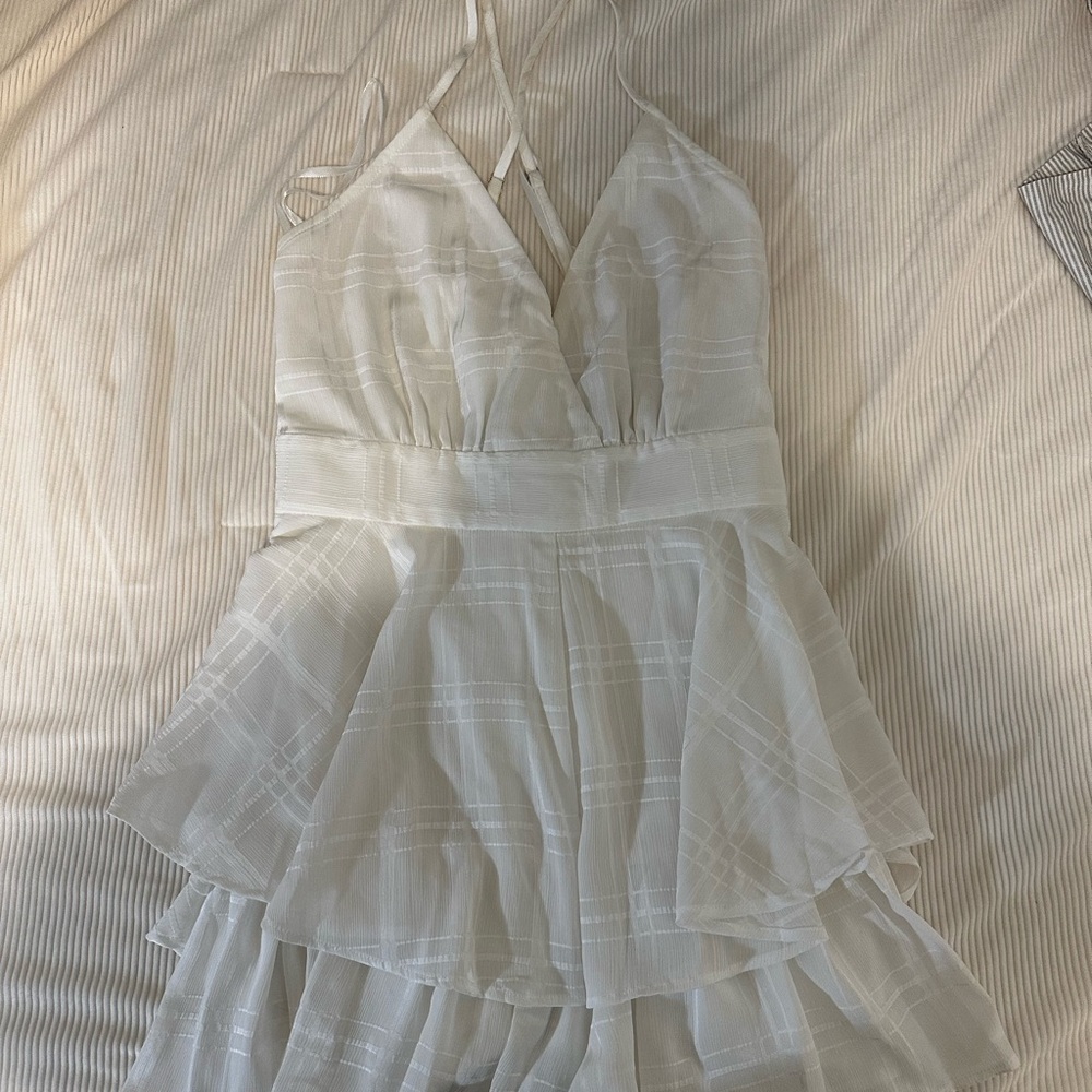 Princess Polly White Textured Spaghetti Strap Dress